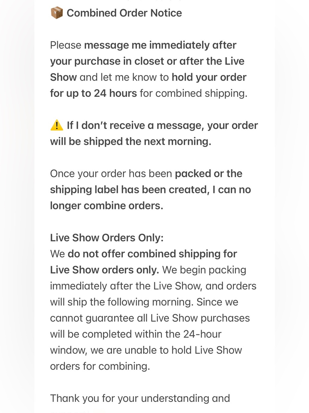 📦 Combined Order Notice